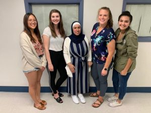 From left to right: Sindy Wu (Webmaster), Paige Highstone (President), Ala Alobeidyeen (Vice-President), Mary Jeghers (Secretary), and Shabnam Medhizadah (Treasurer).